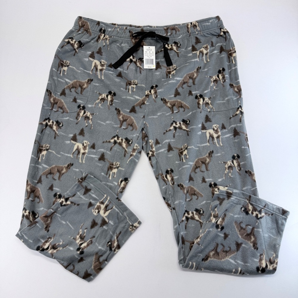 Cuddl Duds Mens Cozy Sleep Pant Grey Dog Print Microfleece 2XB NWT
